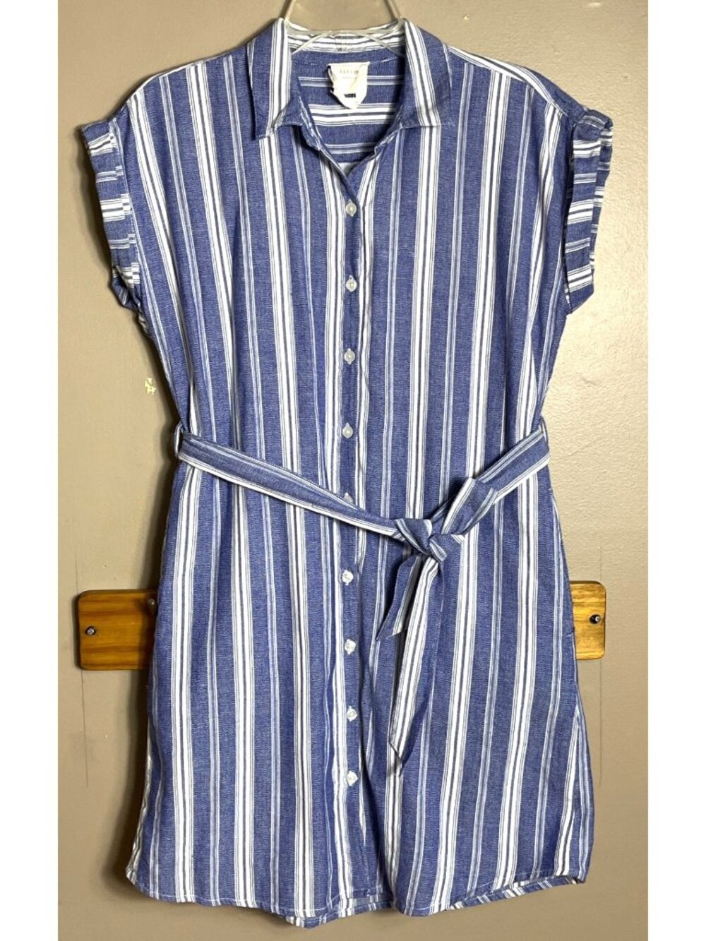 Harper Heritage Shirt Dress Blue Button Preppy Summer Casual Tunic Pockets Wom M - Picture 4 of 12